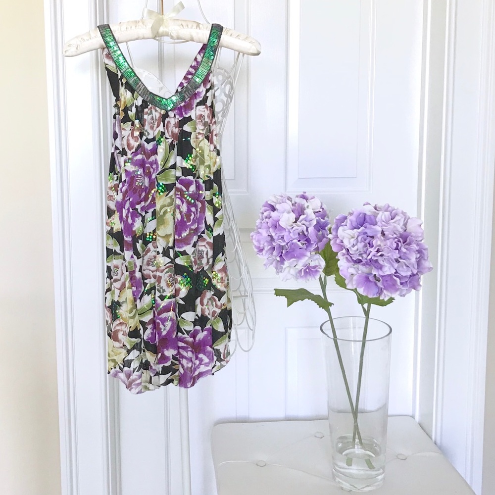 Gorgeous floral and sequins Free People shirt